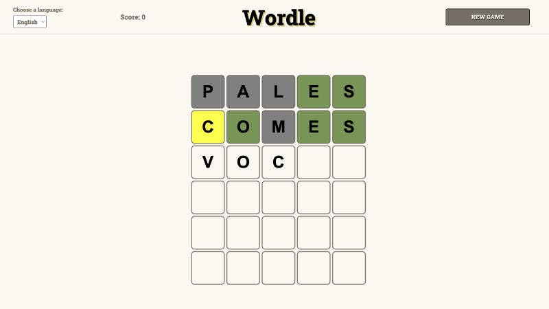 wordle game screencap